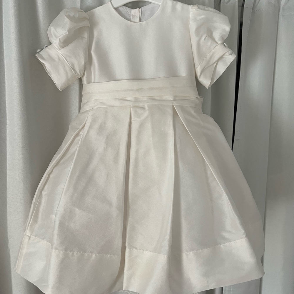 SILK FLOWER GIRL DRESS- Off White